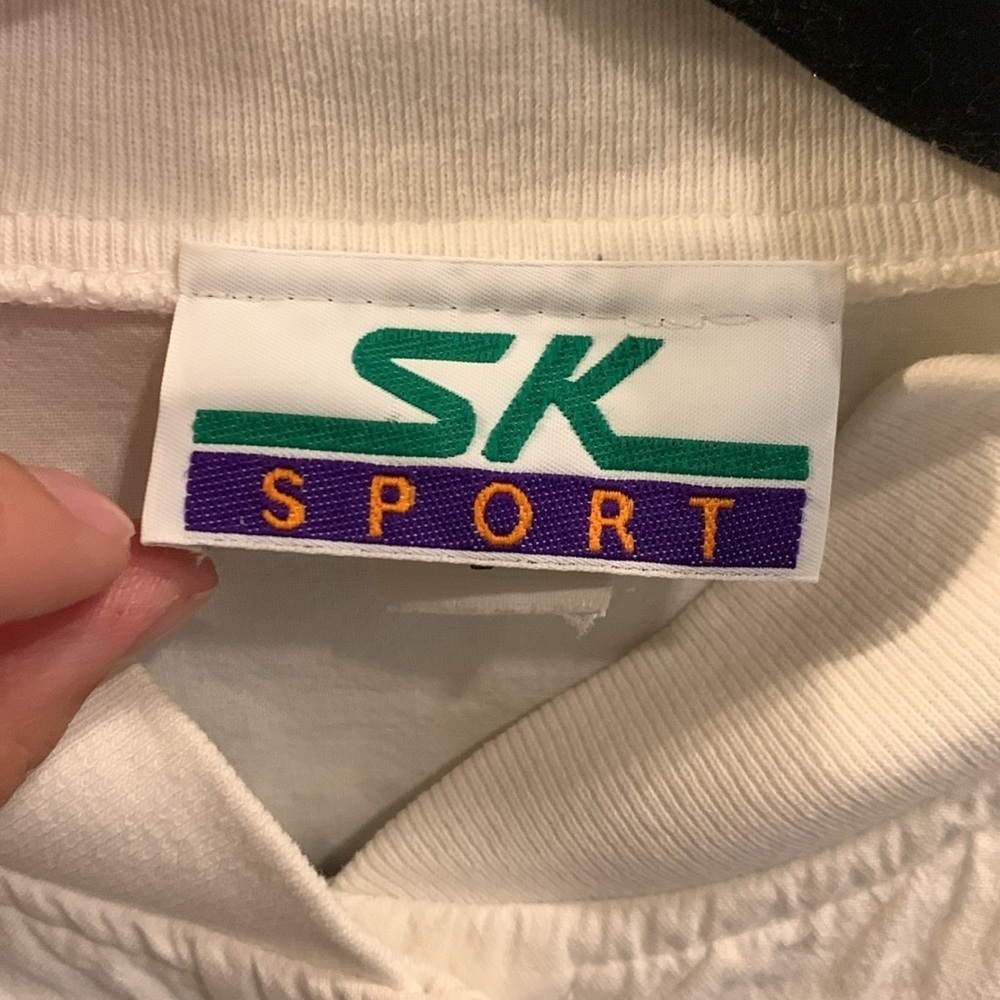 SK Sport Vintage White Cotton Jacket Batwing Sleeve Size Large - Picture 3 of 7
